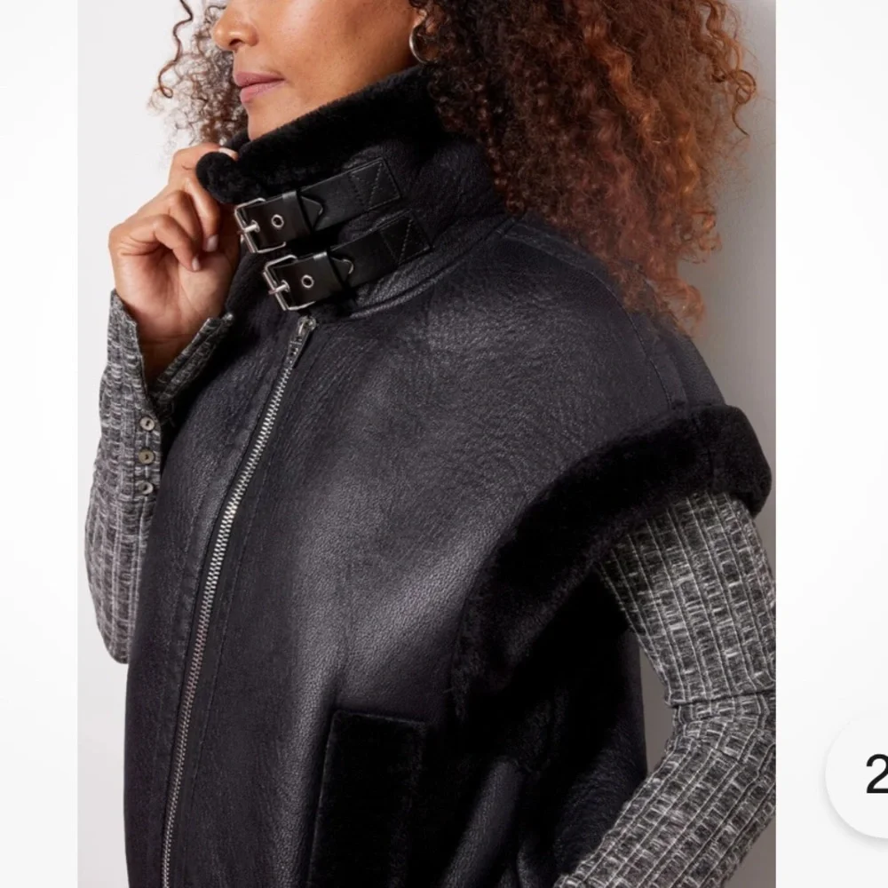 NEW BLANK NYC Black Sherpa Moto Vest retail $175 - Picture 6 of 11